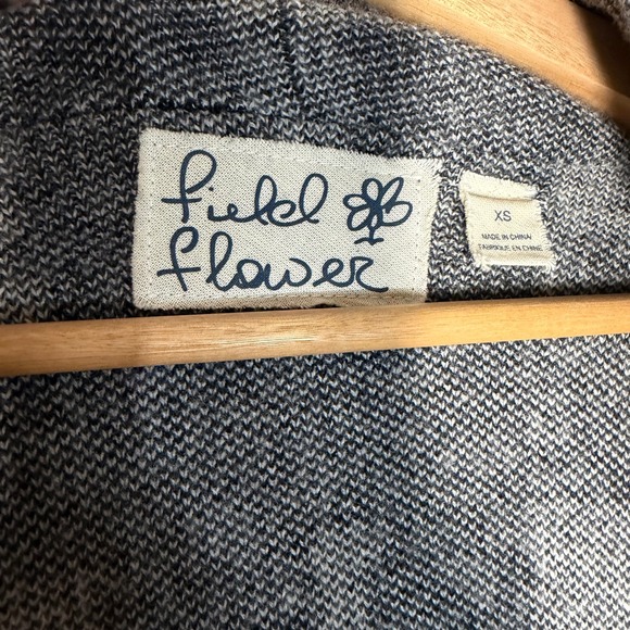 Anthropologie Field Flower Plaid Hooded Wool Cardigan Black White Women's XS - Picture 8 of 9